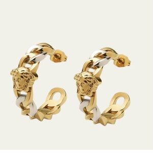 Versace AUTHENTIC Gold and Silver Medusa Chain Earrings